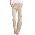 thumbnail image 1 of FJUCHAI Women'sPlus Size Linen Pants Women's Wide Leg Pants Plus Size Linen Drawstring Cropped Pants Drawstring Trousers Culottes S-XXXL, 1 of 8