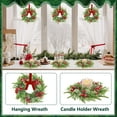 thumbnail image 3 of Guvpev 6Pcs Christmas Candle Rings Wreaths, 7.9" Christmas Kitchen Cabinet Wreaths, Artificial Red Berry Norfolk Pine Wreath with Ribbon Bows, Small Window Wreaths for Xmas Table Centerpiece, Mantel, 3 of 14