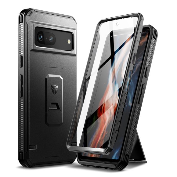 Dexnor Full Body Case for Google Pixel 7, [Built in Screen Protector and Kickstand] Heavy Duty Military Grade Protection Shockproof Protective Cover for Google Pixel 7 (Black)