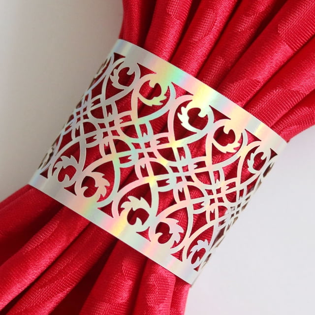 Servilletas reflectantes doradas y plateadas, servilletas, broches, pañuelos de mariposa, broches de papel para hoteles y restaurantes occidentales