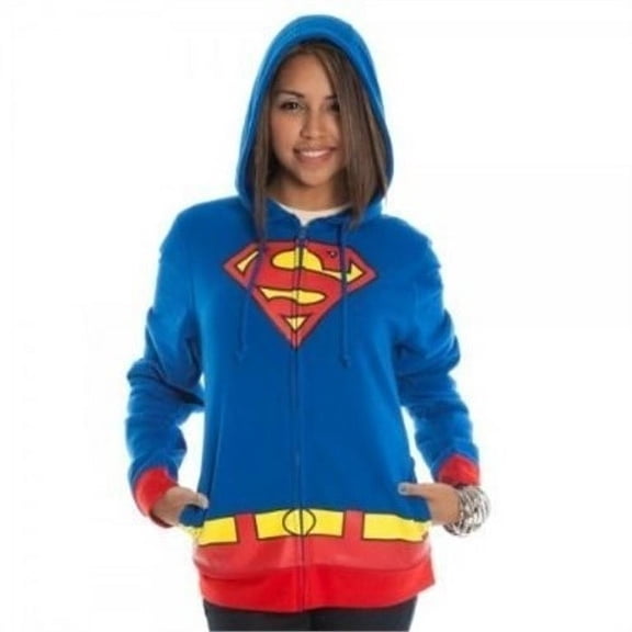 Supergirl Logo Juniors Hoody Hooded Sweatshirt,Royal Blue, X-Large