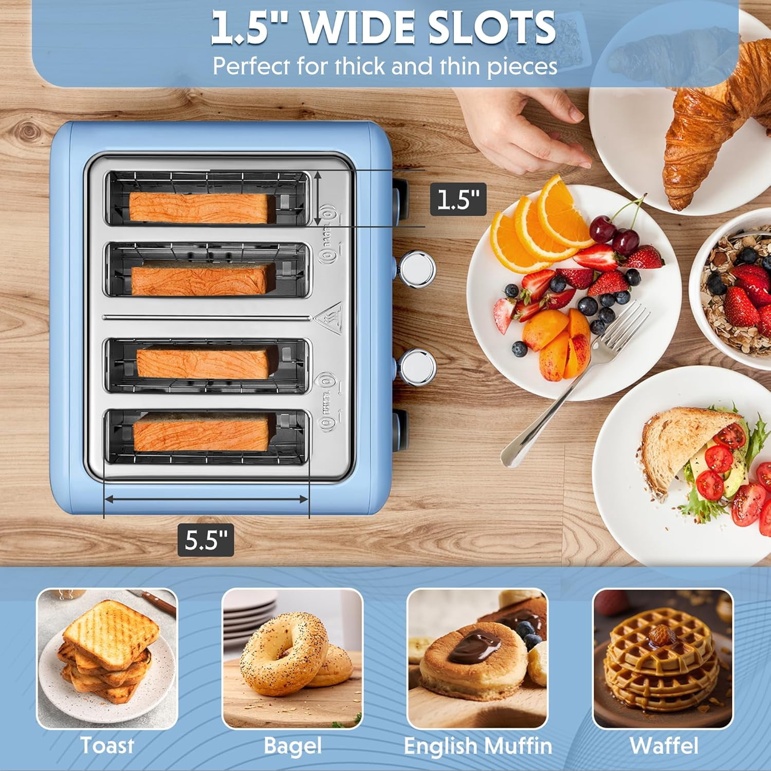 DT620 2-Slice Toaster, Extra Wide Slots, Retro Stainless Steel with High Lift Lever, Bagel and Muffin Function, Removal Crumb Tray, 7-Shade Settings,Mellow Yellow