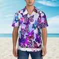 thumbnail image 2 of Pofeuu Flying Butterflies Print Hawaiian Shirt for Men Sleeves Casual Button Down Summer Beach Dress Shirts T-Shirts,Large, 2 of 7