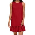 thumbnail image 6 of JoveMarine Cocktail Dresses for Women Color Vest Skirt - Ruffle Edge Sleeveless Flounce Hem Casual Summer Mini Dress with Cotton Blend,Red L, 6 of 8