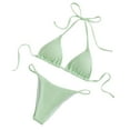 thumbnail image 4 of Micro Bikinis for Women Halter Swimsuit Cutout String Tie Drawstring High Cut Bathing Suit, 4 of 7