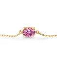 thumbnail image 2 of Gem Stone King 18K Yellow Gold Plated Silver Pink Moissanite Solitaire Bracelet for Women (1.38 Cttw, Oval 8X6MM, Gemstone Birthstone, Fully Adjustable up to 9 inch), 2 of 3
