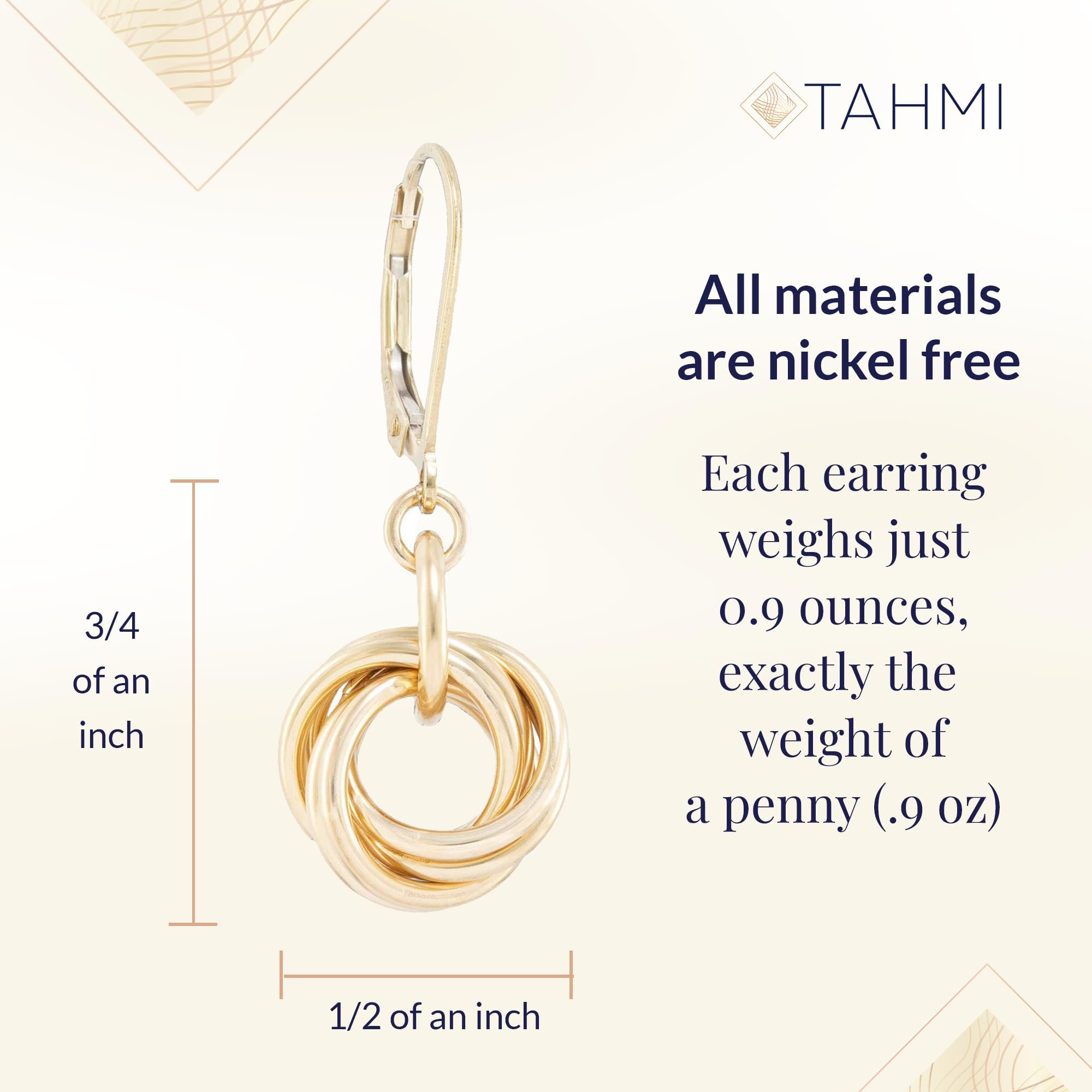 Dainty 14K Yellow Gold-Filled Simple Circle Love Knot Dangle Earrings Elegant Designer Jewelry Gift Idea for Classy Minimalist Women Leverback