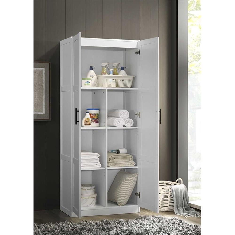 Pemberly Row Contemporary Engineered Wood Storage Cabinet in White