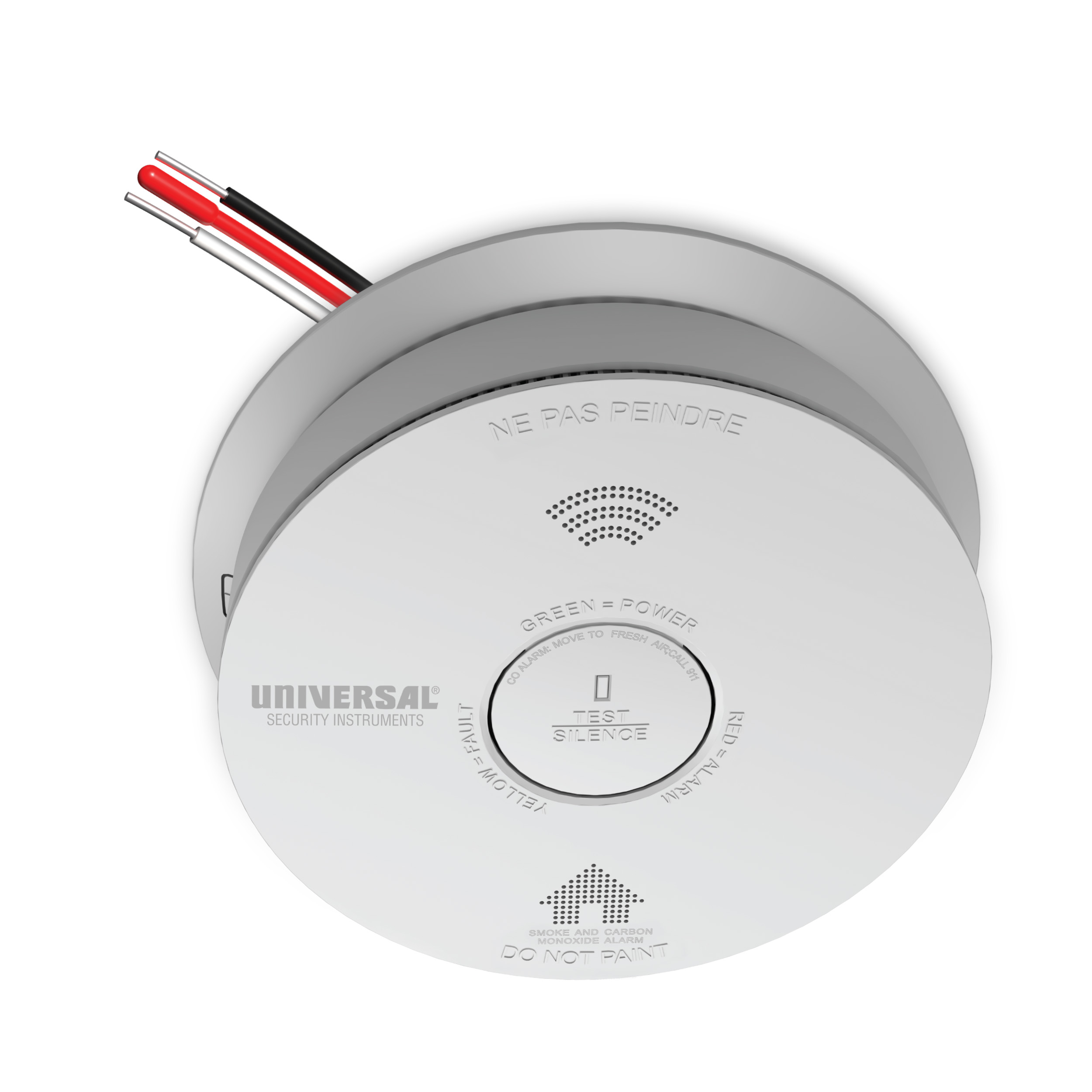 Universal Security Instruments Hardwire Smoke, Fire, and Carbon Monoxide Alarm with Battery Backup and Voice Alerts