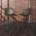 thumbnail image 2 of Walker Edison 34.5" Faux Leather Counter Stools in Brown (Set of 2), 2 of 12