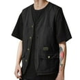 thumbnail image 2 of GZWYHT Mens Tank Tops,Sleeveless Shirts Mens Summer Vintage Tooling Vest Sleeveless Vest Outside Wear Folded Vest Jacket Vest for Men,Men Clothing Black XXL, 2 of 5