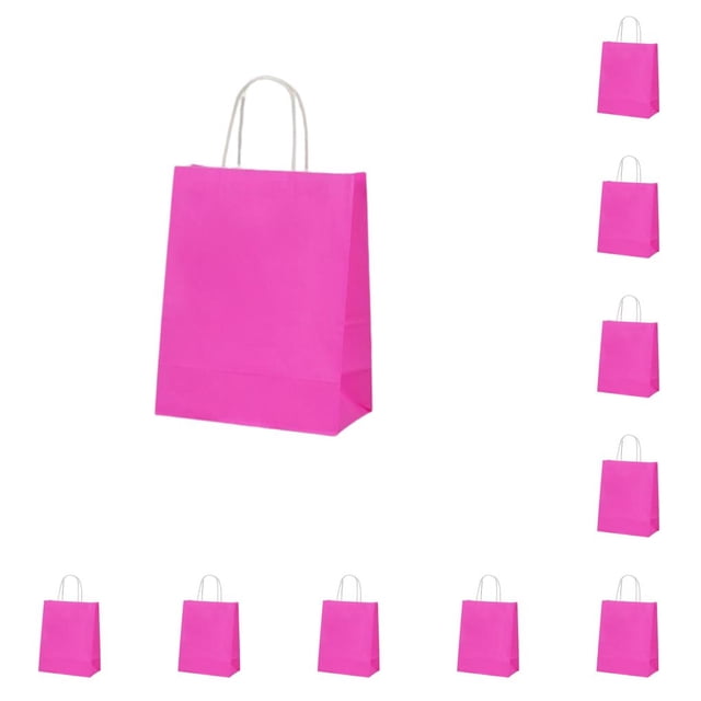 Billuyoard Bolsa de papel Kraft de 10 Uds. Con asa giratoria, herramienta de almacenamiento de ropa, bolsas para hornear a la moda Almacenamiento y organización del hogar Rosa roja