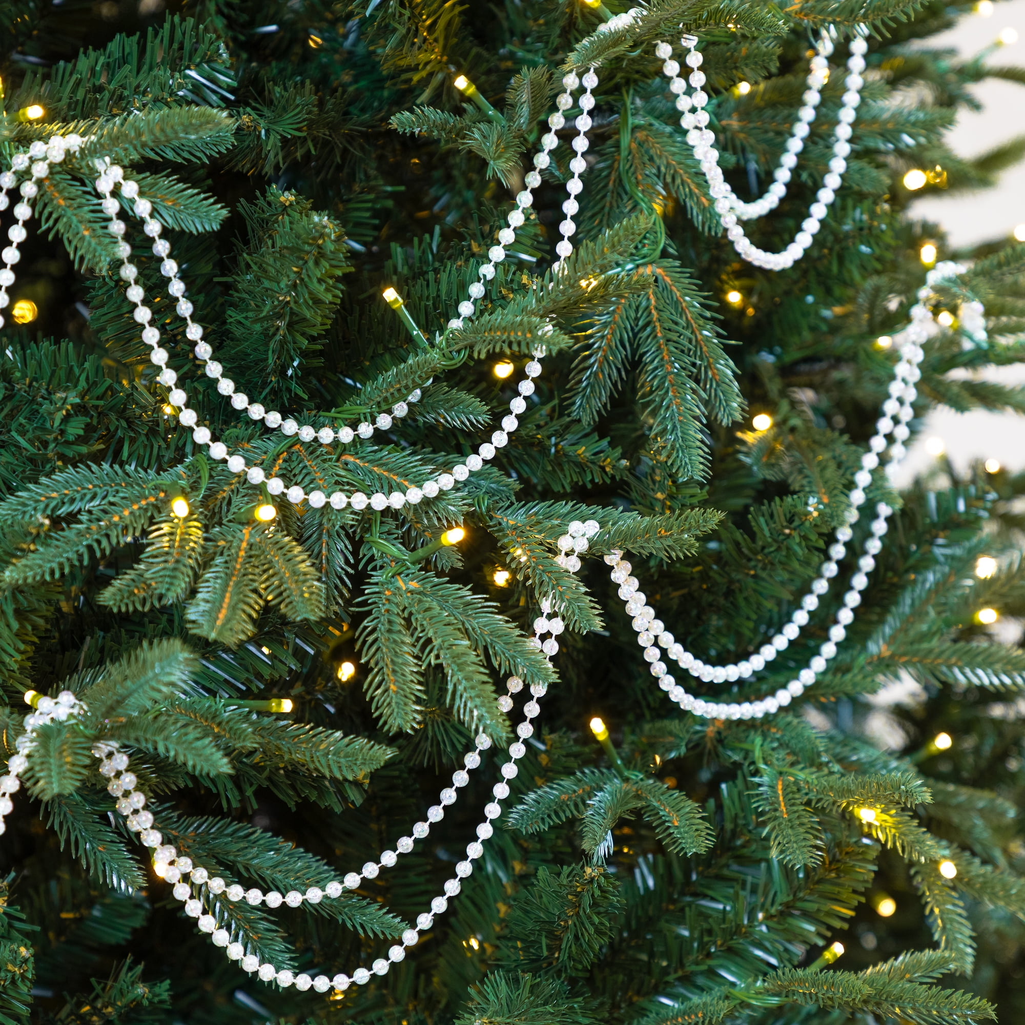 Shiny Clear Iridescent Beaded Christmas Garland 15' x 6mm