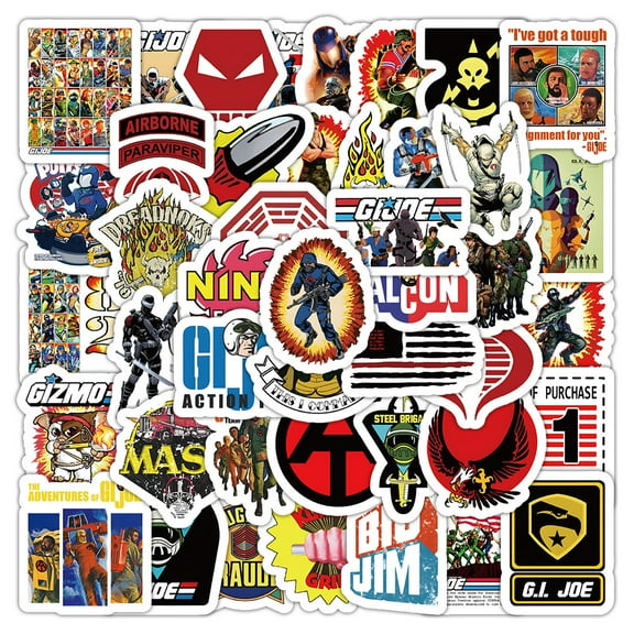 100Pcs G.I. Joe Stickers for Kids Gifts Water Bottle Cup Laptop Guitar Car Bike Skateboard Luggage Box Waterproof