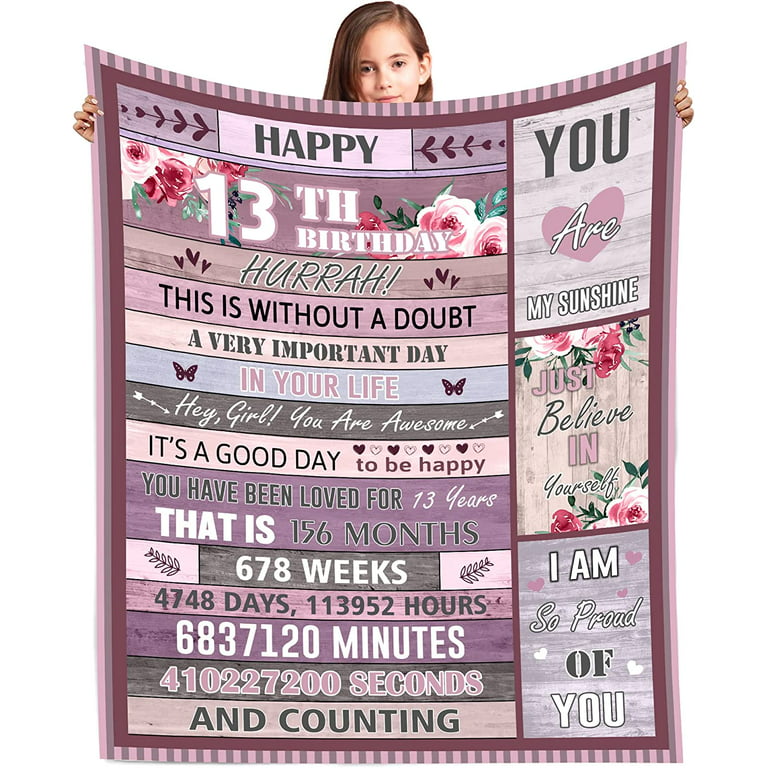 Basiole 13 Year Old Girl Gift Ideas Blanket, Gifts for 13 Year Old Girl,  13th Birthday Gifts for Girls, Best Present for 13 Year Old Girl, 13th  Birthday Decorations for Girls Throw