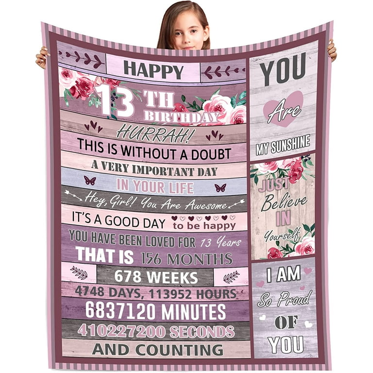 Basiole 13 Year Old Girl Gift Ideas Blanket, Gifts for 13 Year Old Girl,  13th Birthday Gifts for Girls, Best Present for 13 Year Old Girl, 13th