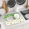 thumbnail image 6 of St Patricks Day Clover Dish Drying Mat for Kitchen Counter 16x18 Inch Green Lucky Shamrock Clover Kitchen Mat Microfiber Super Absorbent Dishes Drainer Rack Pad for Kitchen Counter Coffee Bar, 6 of 6
