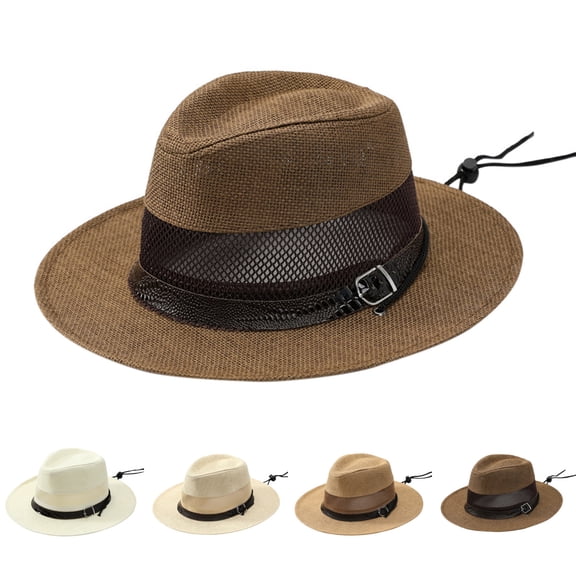Harpily Womens Sun Hats Unisex Straw Woven Top Breathable Thin with Mesh Hollow Sun Protection Hat Casual Vacation Outdoors