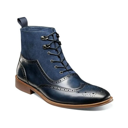 

Mens Stacy Adams Malone Wingtip Lace Up Boot Leather Suede Navy 25541-410