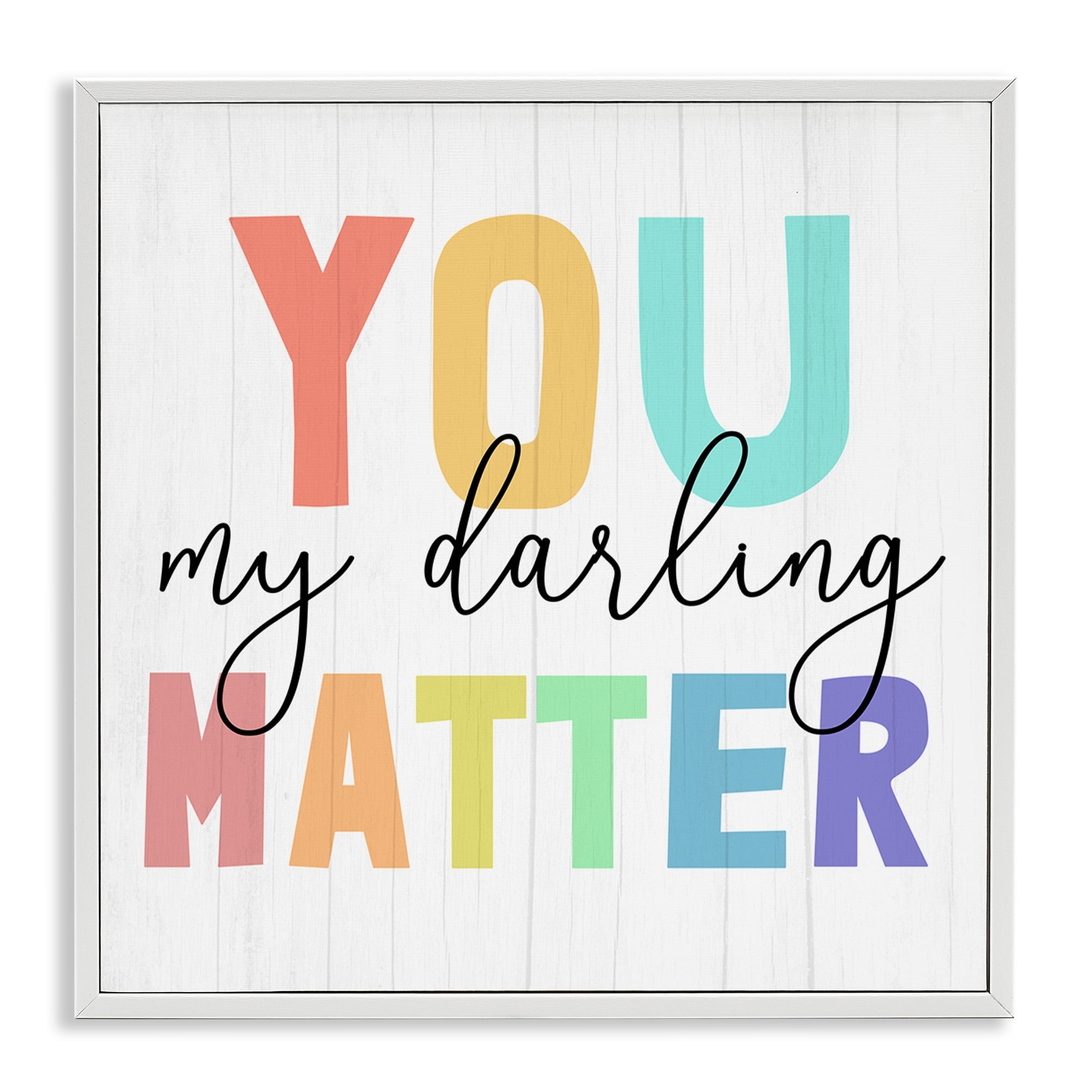 Stupell Industries You Darling Matter Rainbow Letters Striped Background,17 x 17, Design by Daphne Polselli