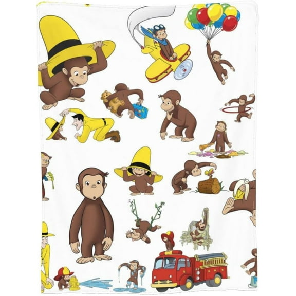 Curious George 3 Plush Throw Blanket Gifts for Fans Girls Boys Women Present Suitable for a variety of settings 40"x50"