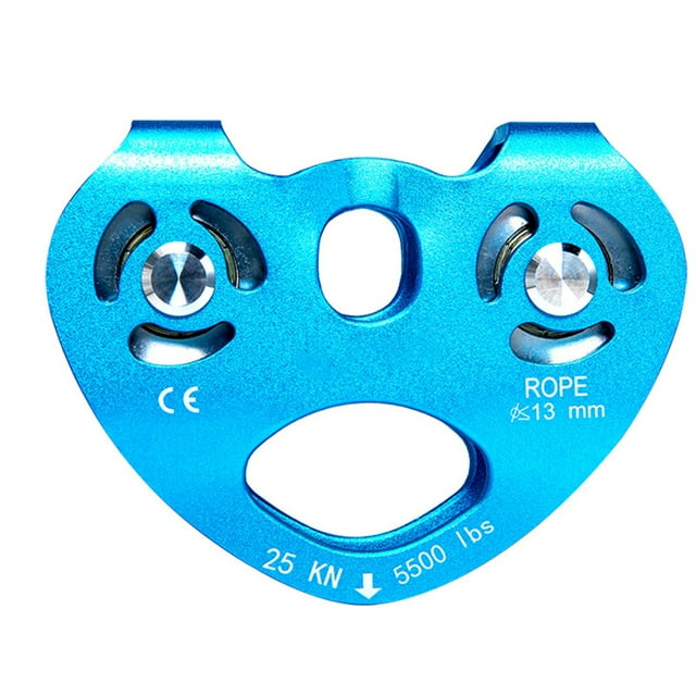 Xingzhi Zip Line Trolley Double Pulleys Hanging Device Caving Tool Rope Fixator 25KN Tandem Wheels Climbing Pulley for Outdoor Use Blue