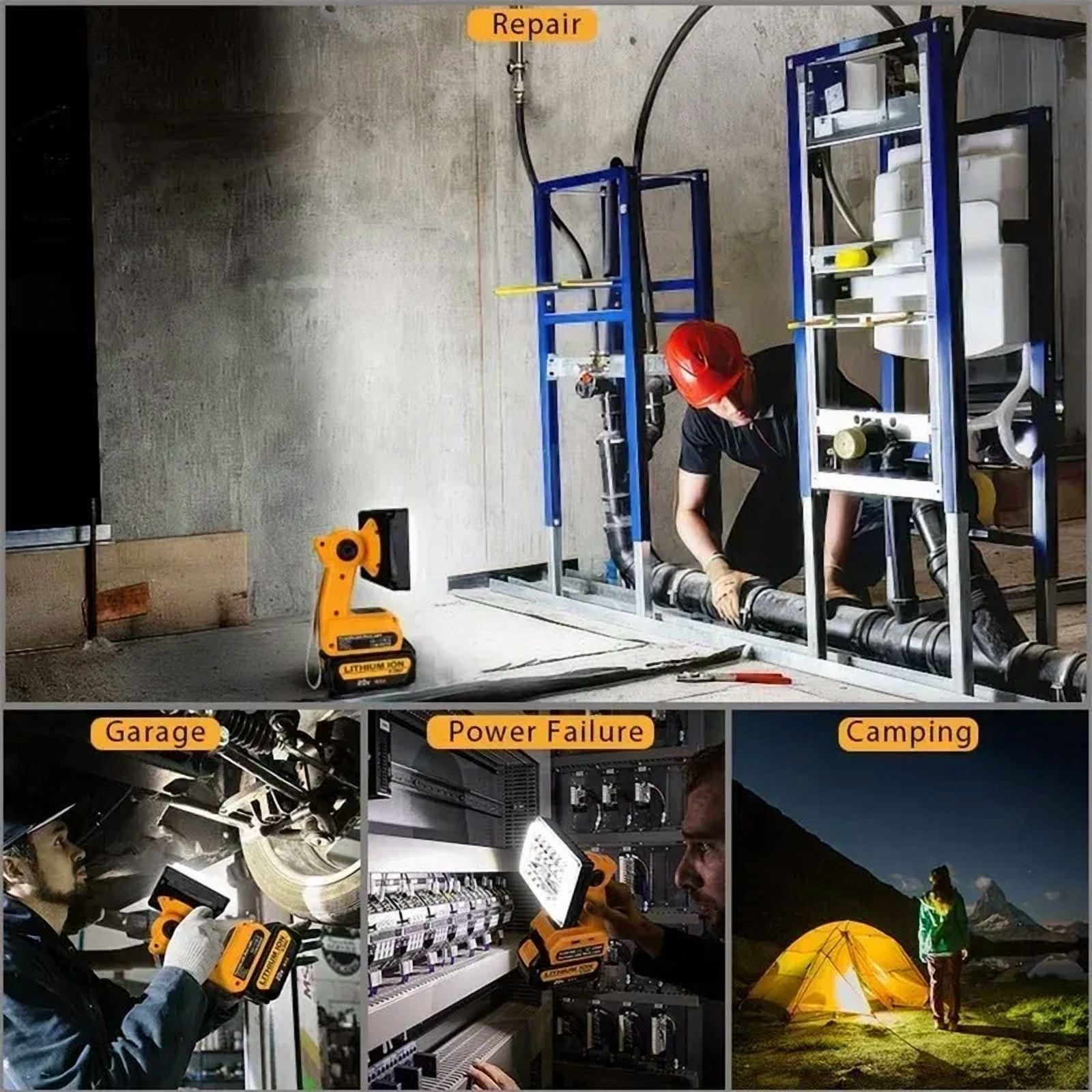 18W 2000LUMEN For Black+Dekcer 20V Battery Lamp Flood Light Flashlight LED Work Light Spotlight