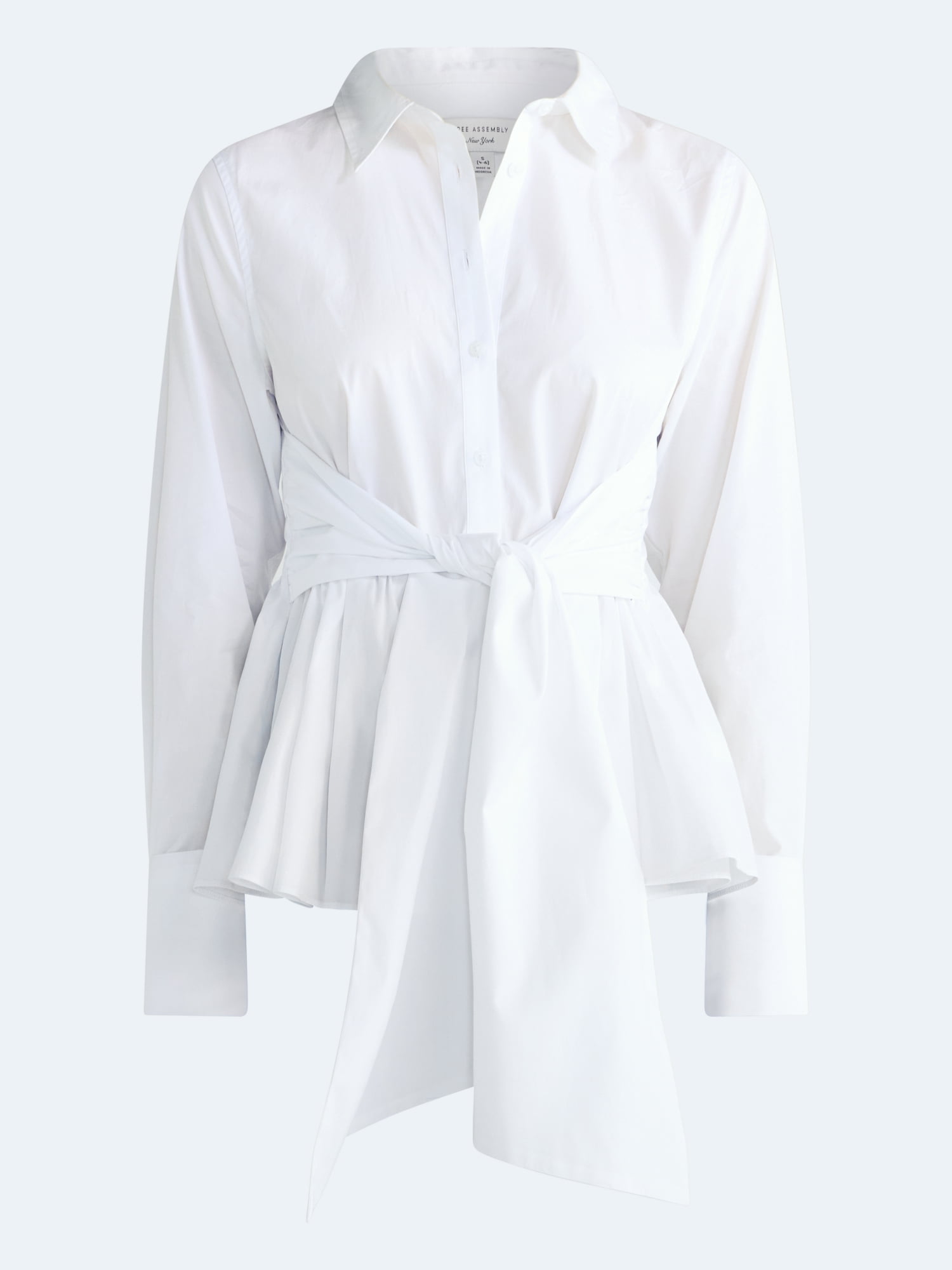 Free Assembly Women's and Women's Plus Peplum Button Front Cotton Shirt, Sizes XXS-4X