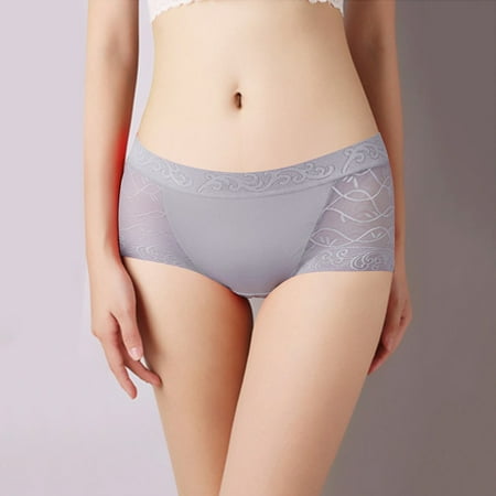 

CAICJ98 Women Underwear Color Matching Lace Bottom Fork Waist Of Seamless Underwear Women Cotton Girls Briefs Grey L