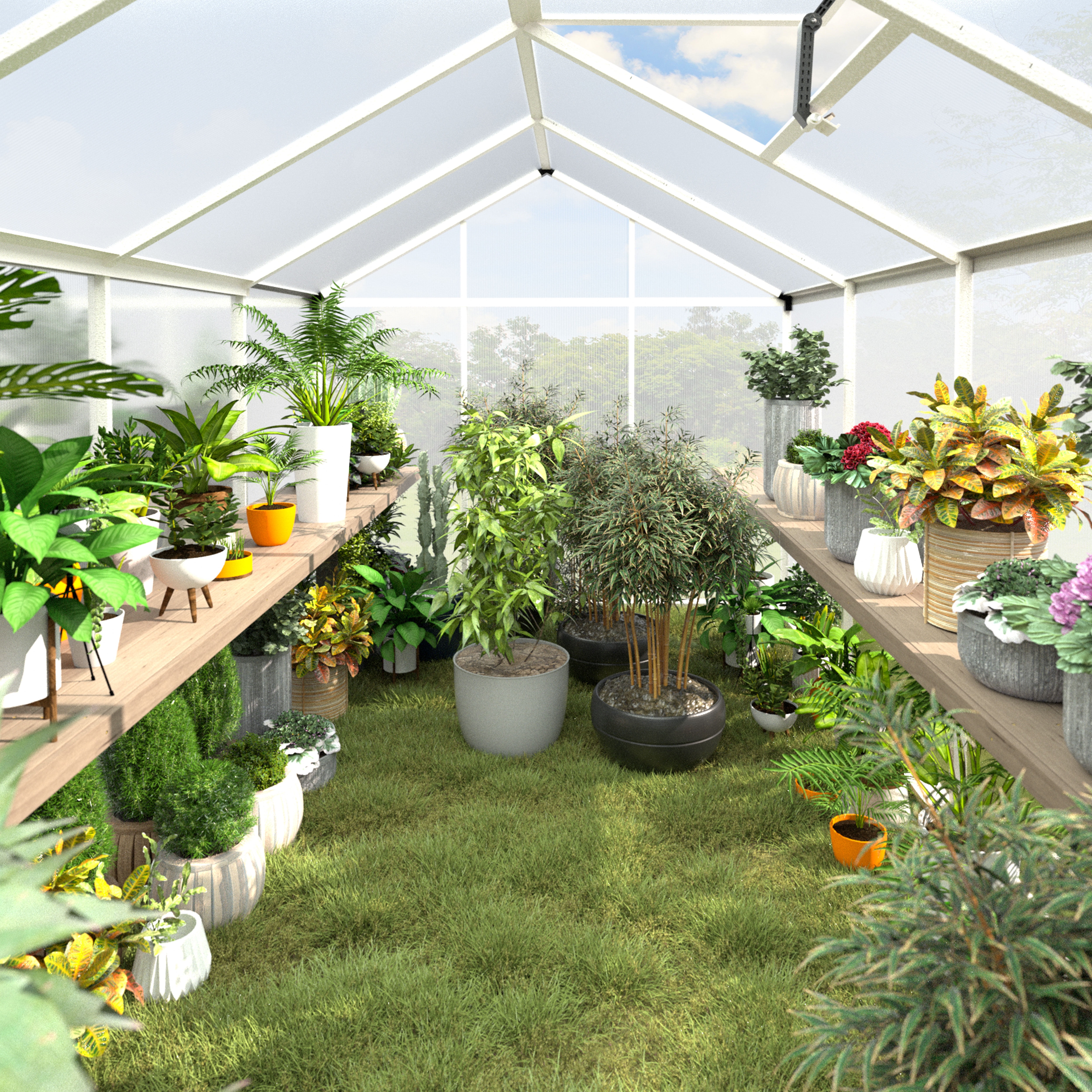 VEIKOUS 6' x 10' Walk-in Greenhouse W/  Aluminum Frame, Lockable Sliding Door, Weatherproof for Outdoor, White