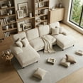 thumbnail image 5 of CONCETTA U Shaped Sectional Sofa Couches with Double Chaise 4-Seat Set, Chenille Fabric Cushion for Living Room Home Furniture, Beige, 5 of 16