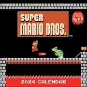 Super Mario Bros. 8-Bit Retro 2024 Wall Calendar with Bonus Diecut Notecards (Other)