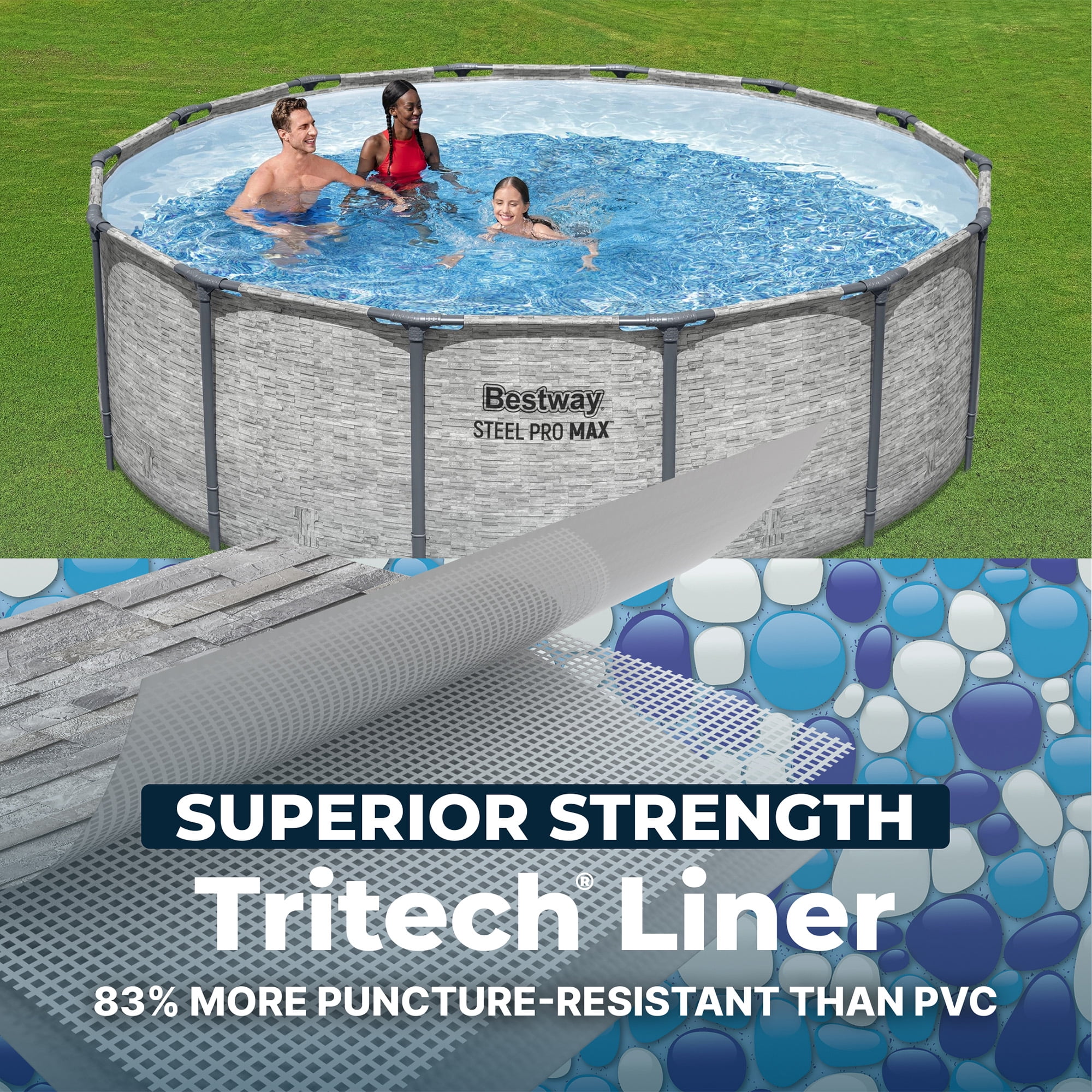 Bestway Steel Pro Max Above Ground Pool - Pump Ladder Cover - 14 ft x 48 in Stone