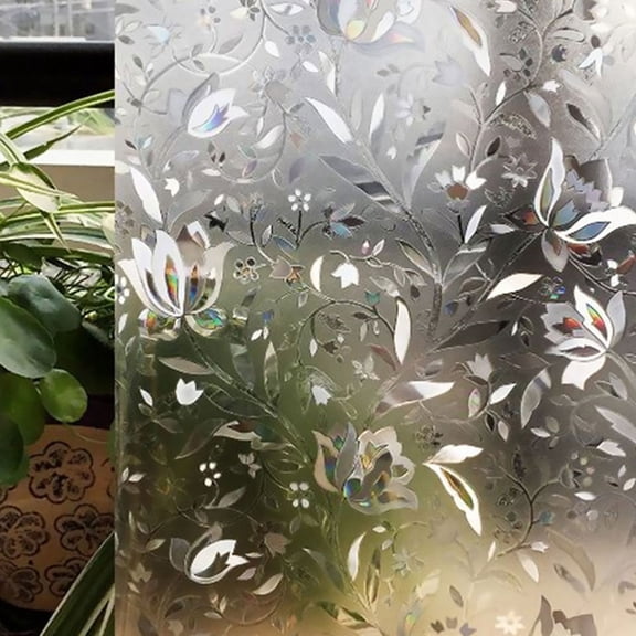 OULII White Pet Glass Sticker, Frosted Window Decal with Lovely Tulip