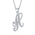thumbnail image 1 of ABC Cubic Zirconia Pave CZ Cursive Script Letter Alphabet Initial H Pendant Necklace for Women Sterling Silver, 1 of 6