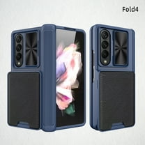 for Samsung Z Fold 4 Case, Fold 4 Case with S Pen Holder & Screen Protector, Wallet Case with Removable Card Holder Camera Cover & Hinge Protection Case for Samsung Galaxy Z Fold 4 5G 2022, Blue