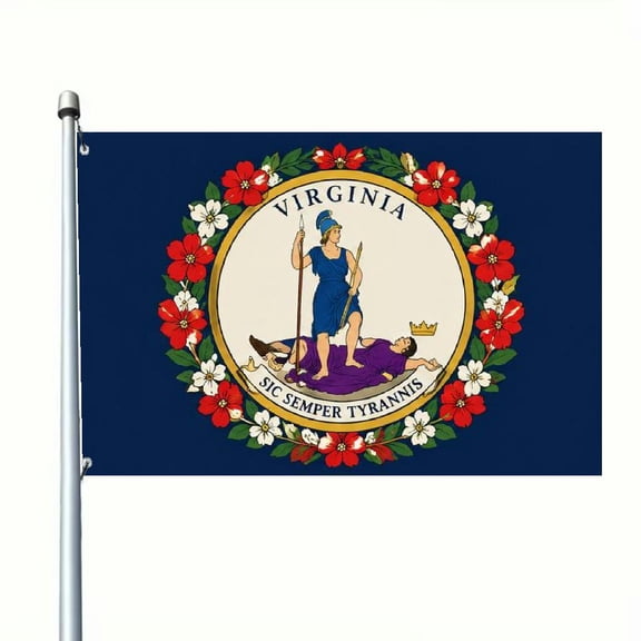 Virginia State Seal Decorative Flag, 2D Flat Double-Sided Banner For Home Garden Outdoor Holiday Events, Halloween Thanksgiving Christmas Memorial Day, Durable Outdoor Garden Flag