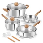 Koch Systeme CS 12 Piece Stainless Steel Coowkare Set with Cool-Touch Bakelite Handle, Professional 18/10 Pots and Pans Set, Dishwasher Safe