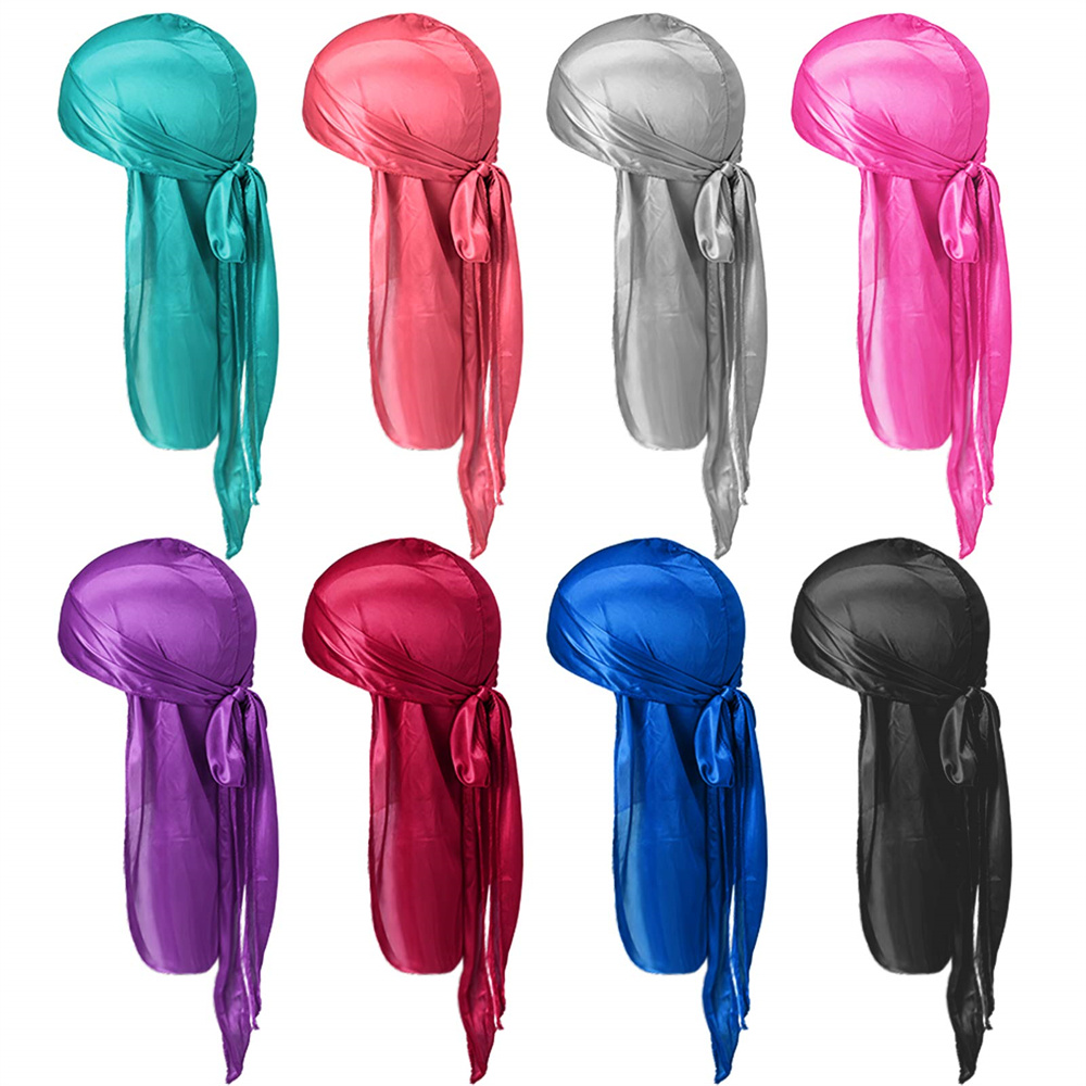 Pesonlook 8 Packs Silky Durag for Women Men Stain Silky Durags Long