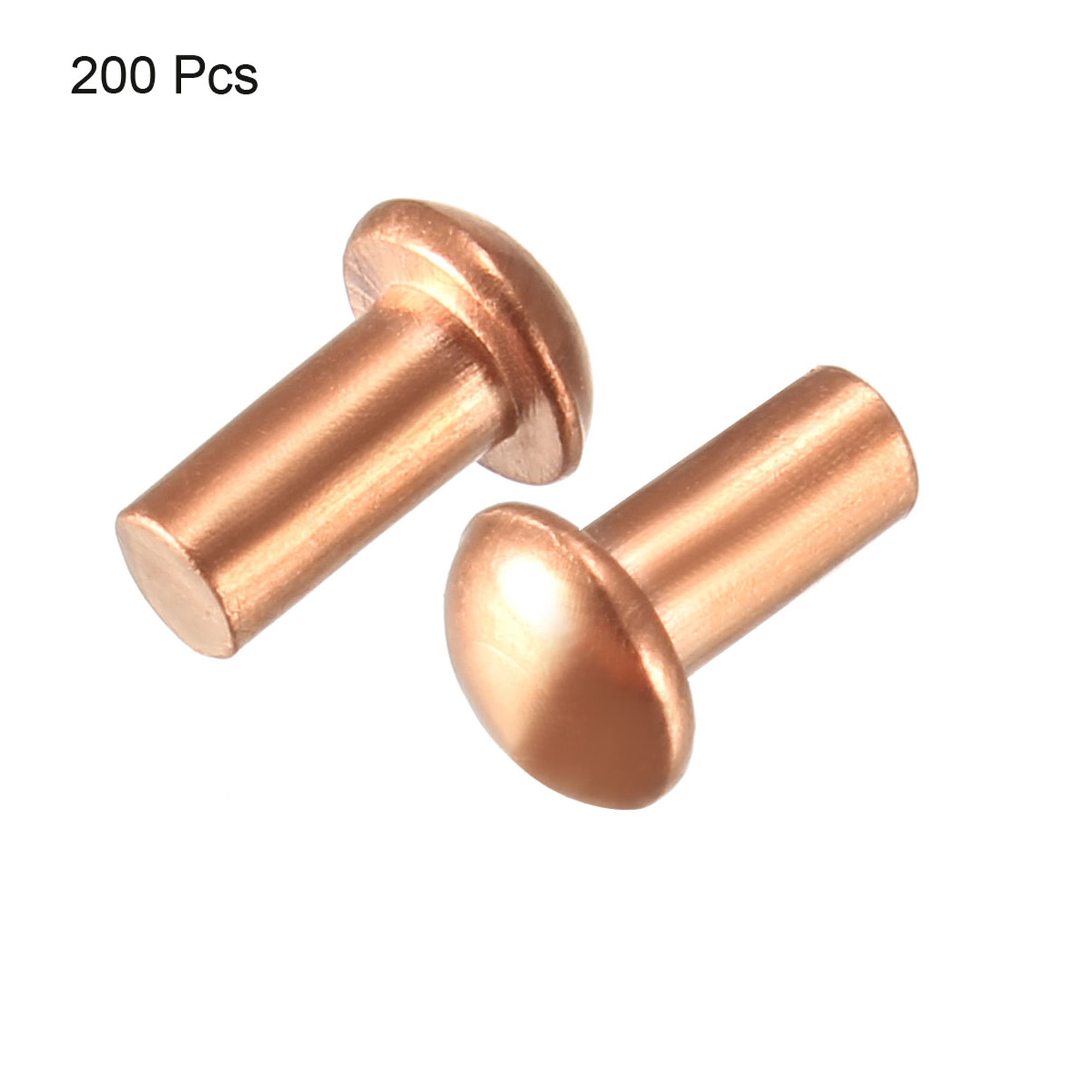 200Pcs 3/32" x 1/4" Round Head Copper Solid Rivets Fasteners for electrical ♫ 