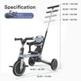 thumbnail image 5 of Besrey 5-in-1 Toddler Tricycle for 1-3 Years Old Boys and Girls with Push Handle and Backrest,Kids Bike Toddler Trike,Gray, 5 of 16
