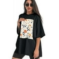 thumbnail image 3 of Plus Size Shirt for Women Black Tops for Women Short Sleeves Shirt for Women Flower 12 T Shirt Crewneck Shirt for Women XL, 3 of 5