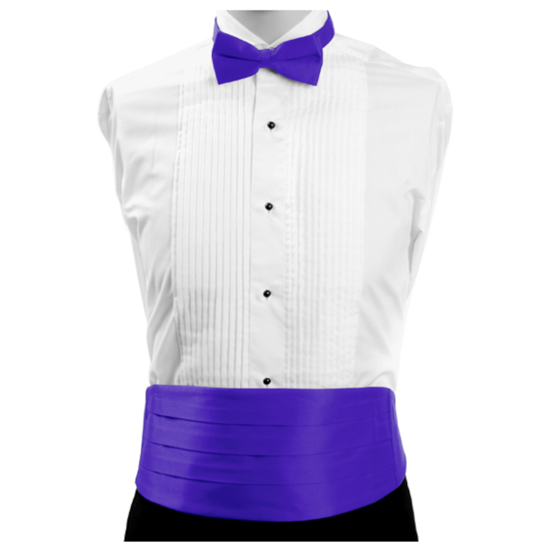 Dark Purple Satin Mens Bow Tie and Cummerbund Set for Formal Black Tie