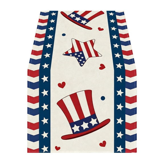 LOWLHOME 4th of July Table Runner,13 X 72 Inches Patriotic Memorial Day Independence Day,American Flag Table Runners for Farmhouse Kitchen Dining Holiday Birthday Party Supplies Decor,B