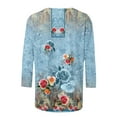 thumbnail image 4 of Dyegold 3/4 Sleeve Tops For Women Summer Round Neck Dressy Casual Vintage Floral Print Shirts Plus Size Trendy Blouses Tunic, 4 of 5