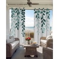 thumbnail image 4 of Teal Ombre Botanical Blackout Curtains 45 Inches Long for Bedroom, Watercolor Pastoral Leaf Thermal Insulated Room Darkening Black Out Window Curtain Panels Grommet Drapes for Living Room, 4 of 8