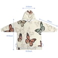 thumbnail image 7 of Beige Butterfly Pattern Blanket Hoodies for Kids 6-13YR Oversize Wearable Blanket Hoodies for Boys Girls Teens, 7 of 7