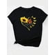 thumbnail image 4 of Camiseta Para Mujer De Verano Cuello RedondoWomen's Sunflower & Butterfly Print T-Shirt - Casual Crew Neck, Short Sleeve, Polyester Blend, Machine Washable - Perfect for Spring/Summer/FallFather's D, 4 of 7