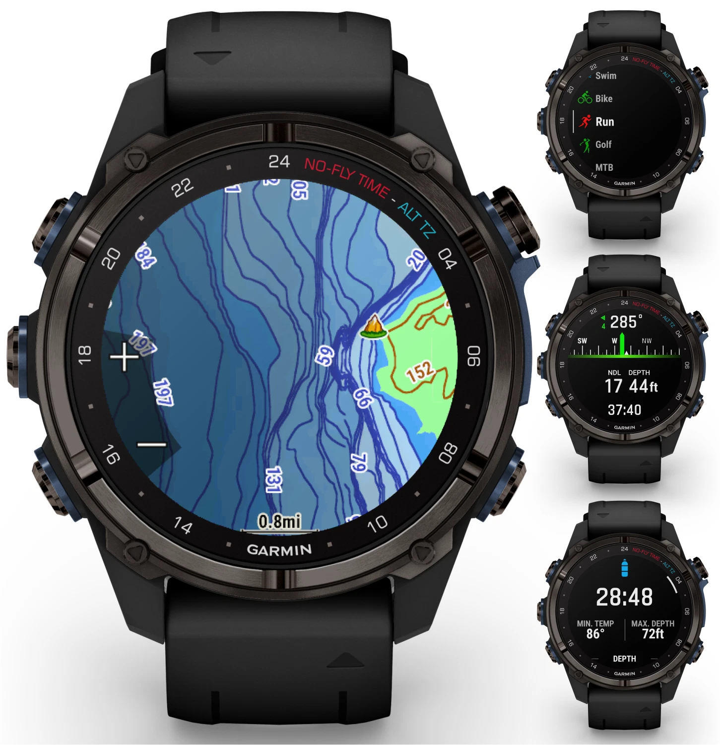 Garmin Descent Mk3i 43 mm Titanium Dive Computer +Extra-Long Strap, AMOLED Display, GPS Smartwatch & Wearable4U Gift Bundle (010-02753-10)