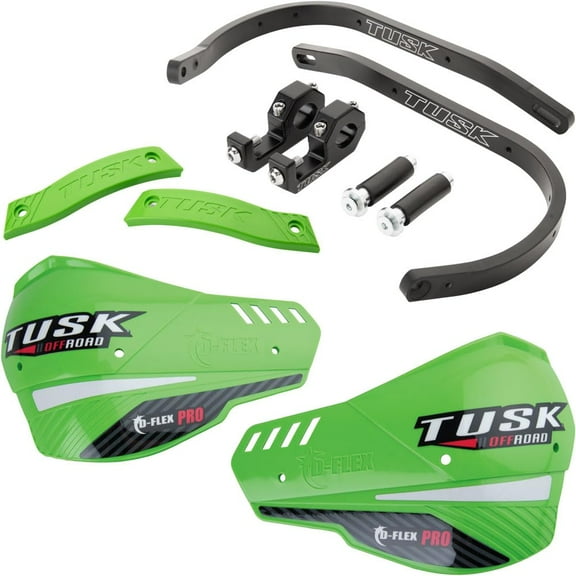 Tusk D-Flex Pro Adventure Handguards Black Bar/Green Plastics 1 1/8" Bars for Ktm 1190 Adventure R 2014-2016